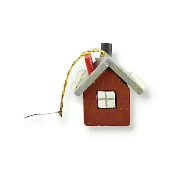 Kurt S. Adler Cranberry Station Wooden Holiday Village House Christmas Ornament - Picture 2 of 6
